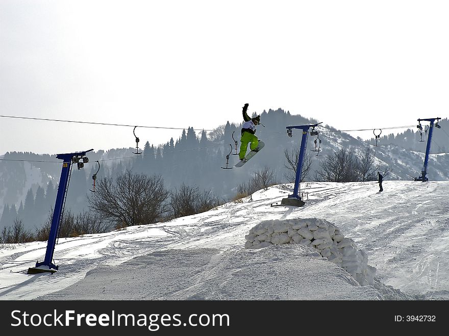 Beautiful snowboard in Kazakhstan, Almaty