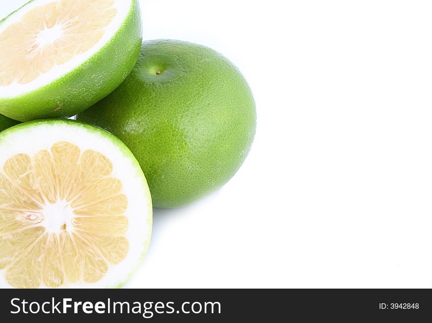 Fresh pomelo on white background