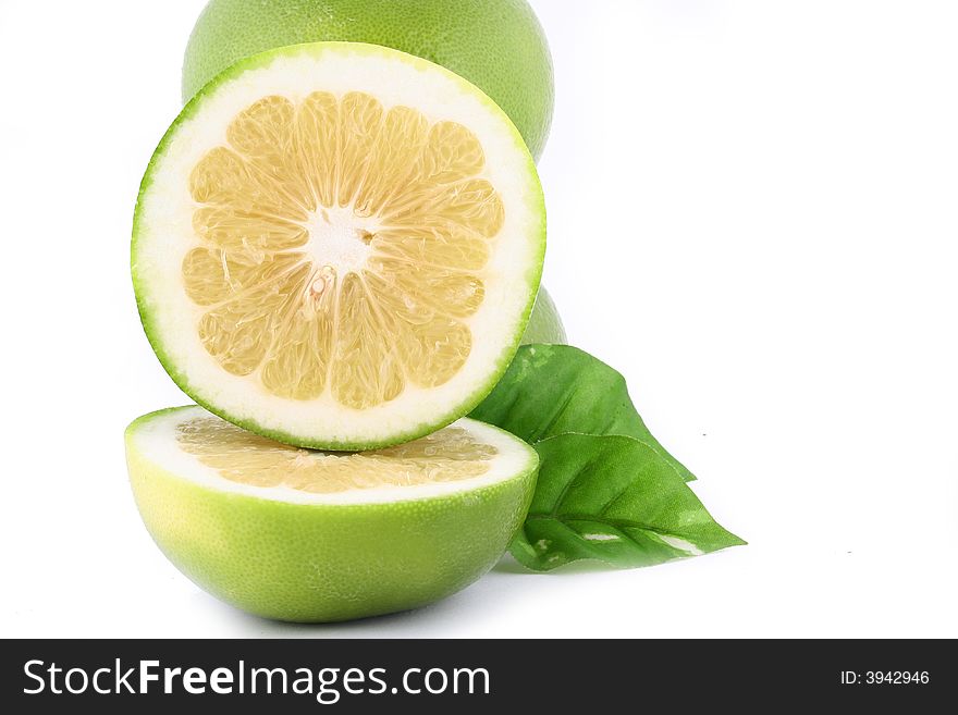 Fresh pomelo on white background