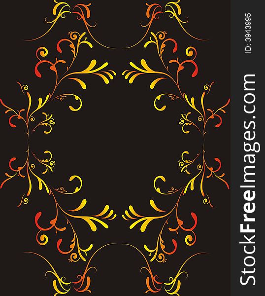 Floral frame for greeting card - black background - illustration