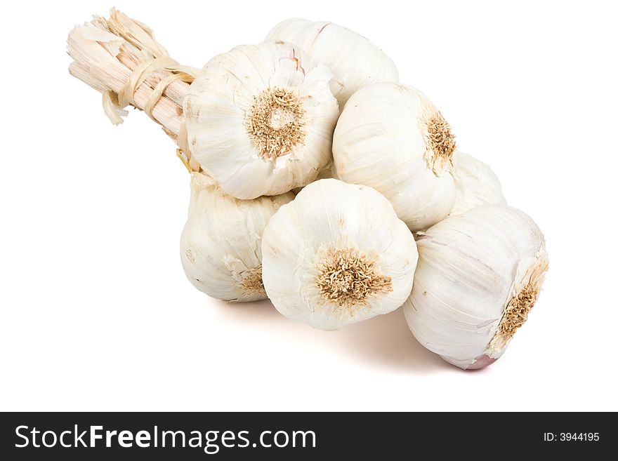 Closeup of Garlic isolated over white background
