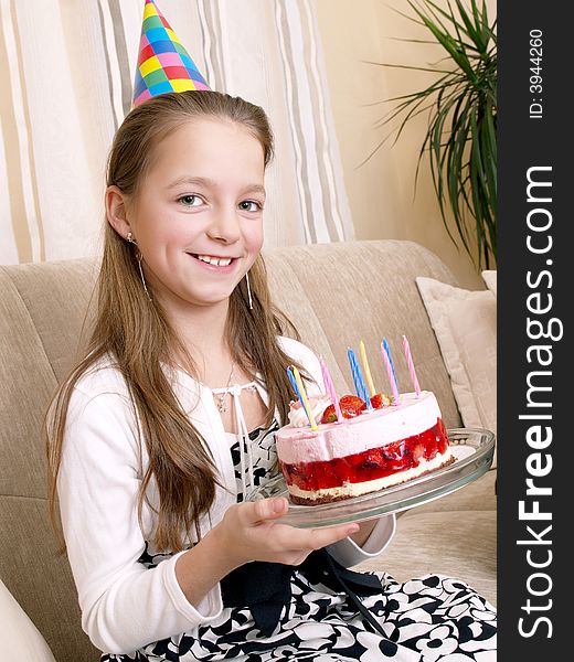 Little girl with cake