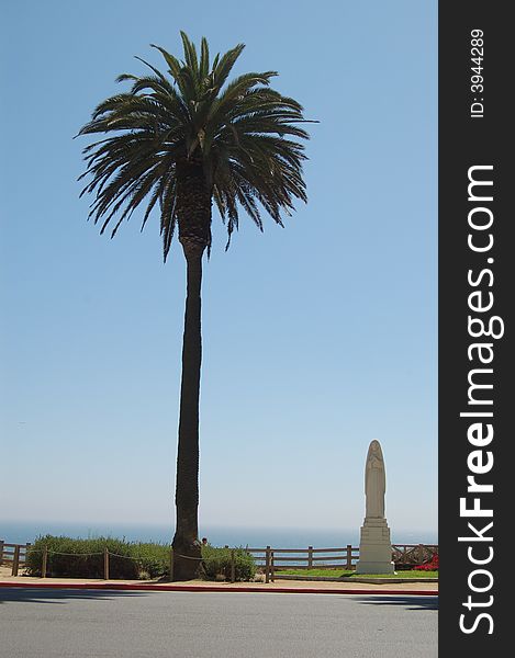 Palm tree and sculpture. Santa Monica, California. Palm tree and sculpture. Santa Monica, California