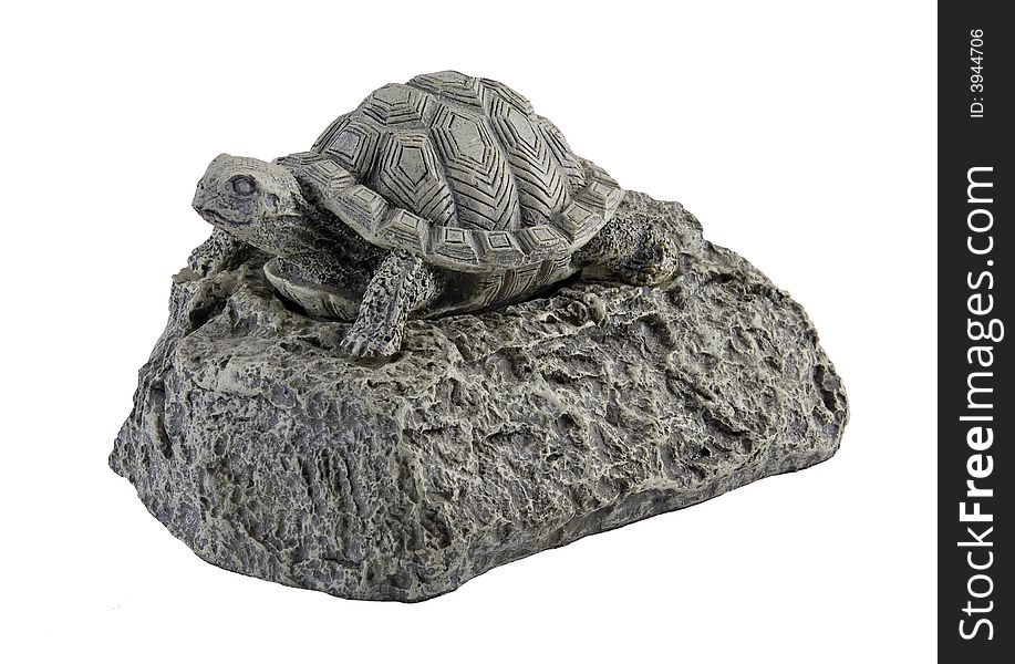 Stone turtle statue isolated on a white background