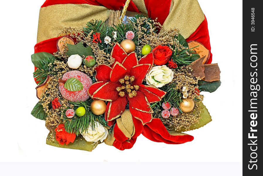 Big red floral decoration for Christmas tree