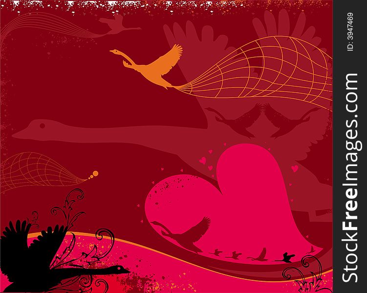 Valentine background with birds