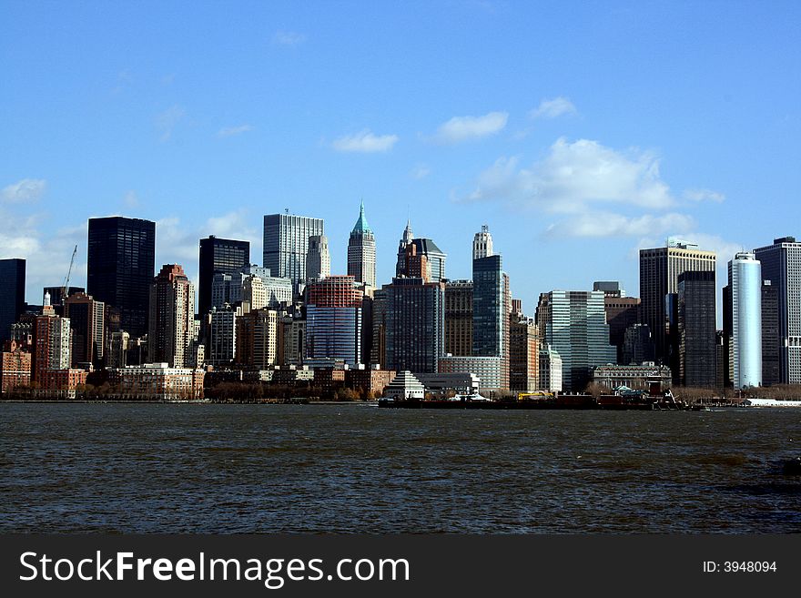 View of New York City's lower Manhattan taken from Liberty State Park. View of New York City's lower Manhattan taken from Liberty State Park