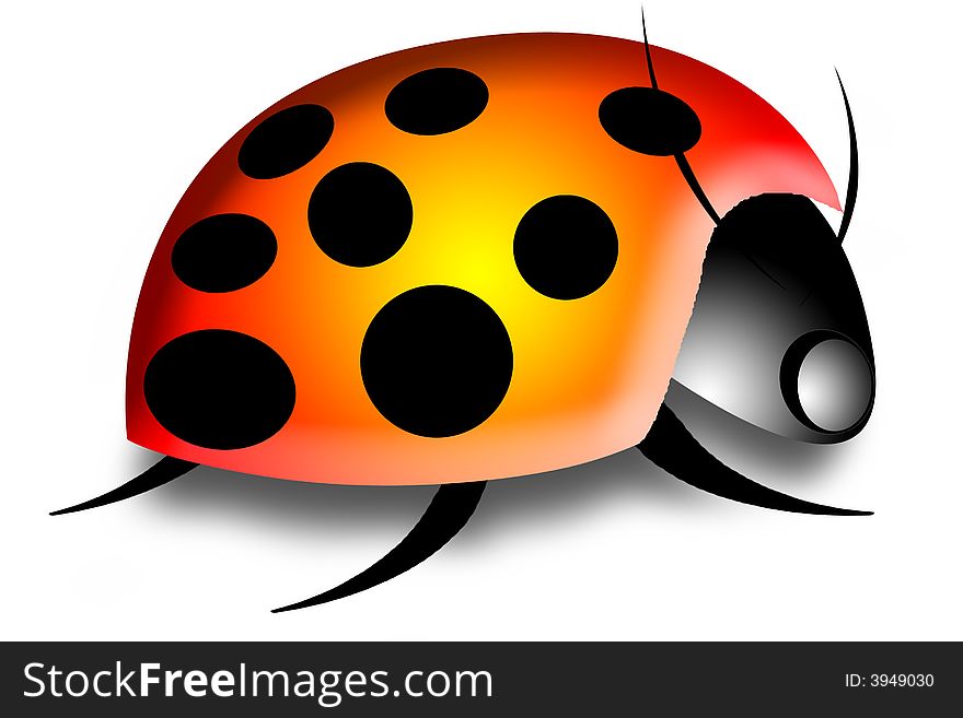 Large illustration of a lady bug orange yellow. Large illustration of a lady bug orange yellow