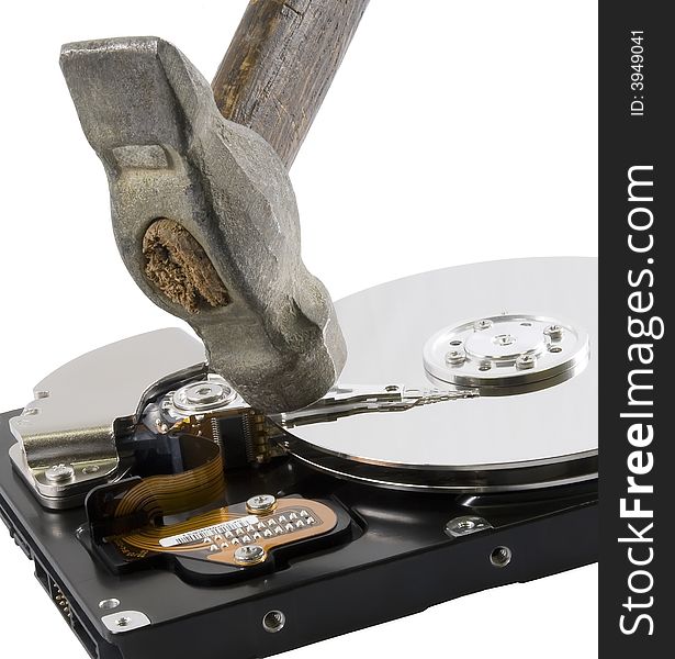 Computer hard disk under hammer