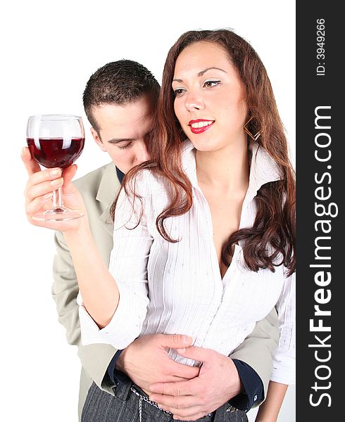 Attractive couple with glass of wine. Attractive couple with glass of wine