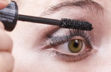 Woman Applying Mascara, Volume Brush Royalty Free Stock Image Woman Applying Mascara, Volume Brush Royalty Free Stock Image