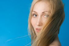 Portrait  Woman Breeze Hair Royalty Free Stock Images