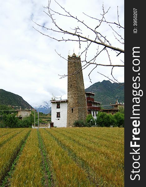 War tower made of stone in DanBa, SiChuan Prov,China