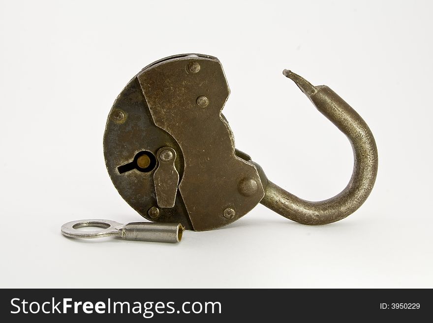 The old lock on white background