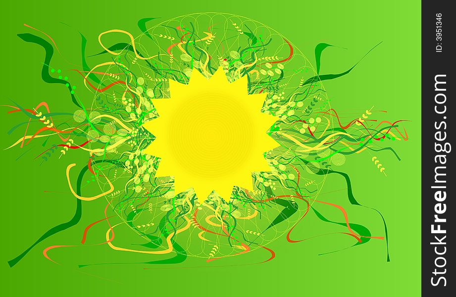 Abstract sun and herb design