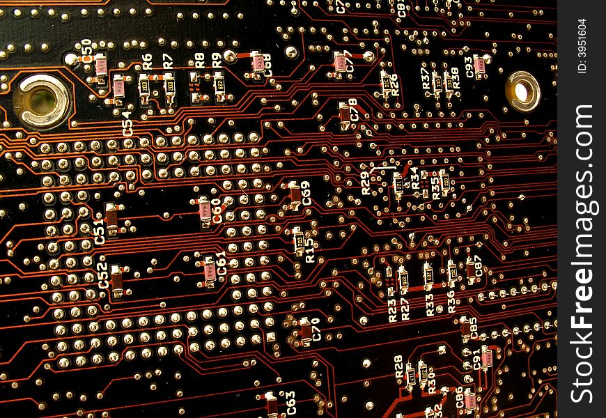 Detail of the computer motherboard. Detail of the computer motherboard