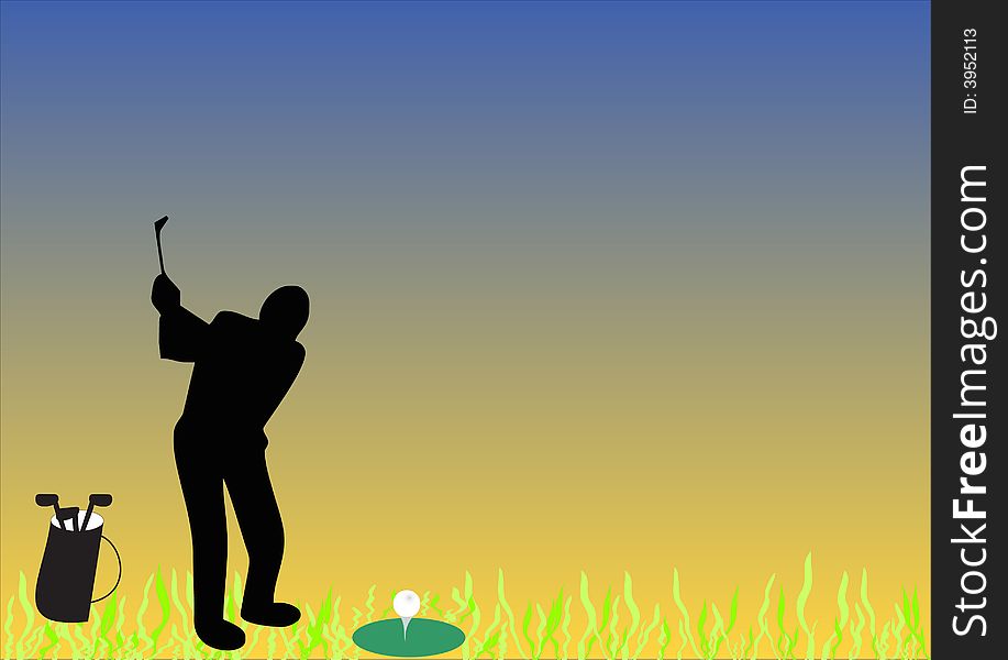 Illustration of a man playing golf