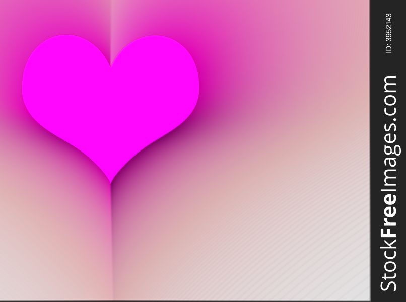 Pink heart in a book with white copy space.