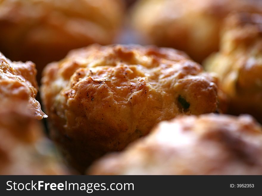 Closeup of freshly baked muffins