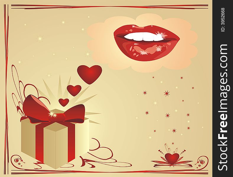 Hearts and smile. Valentines day. Background. Vector