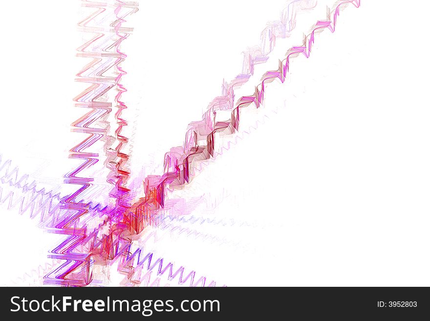 Abstract web from pink zig zag on the white background