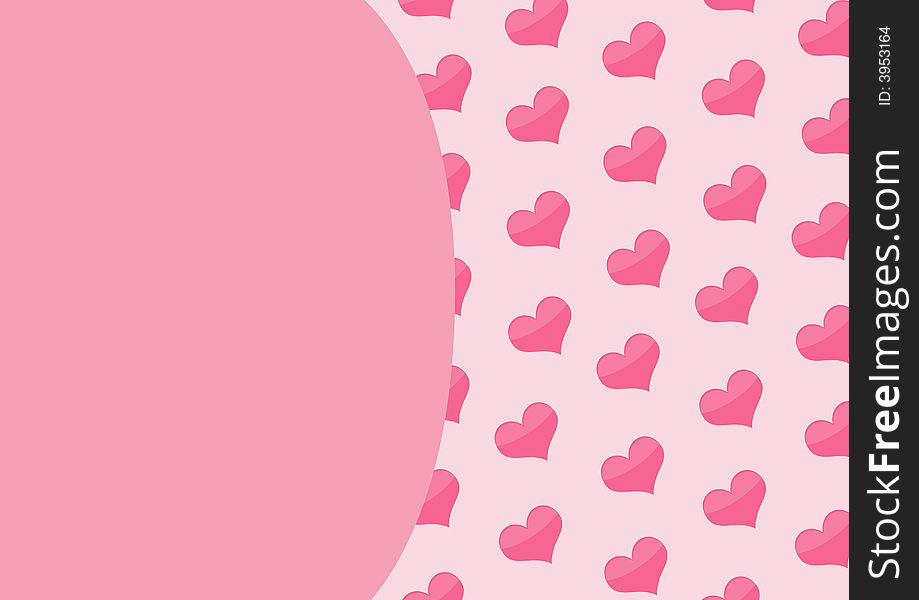 Background with hearts of pink color for a congratulatory card