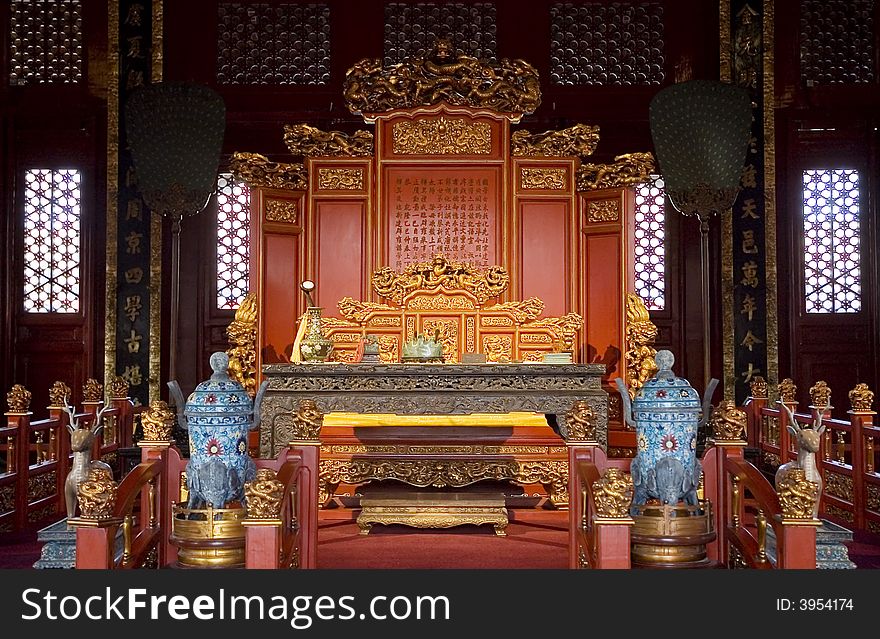 Imperial Throne,Desk and folding screens. Imperial Throne,Desk and folding screens