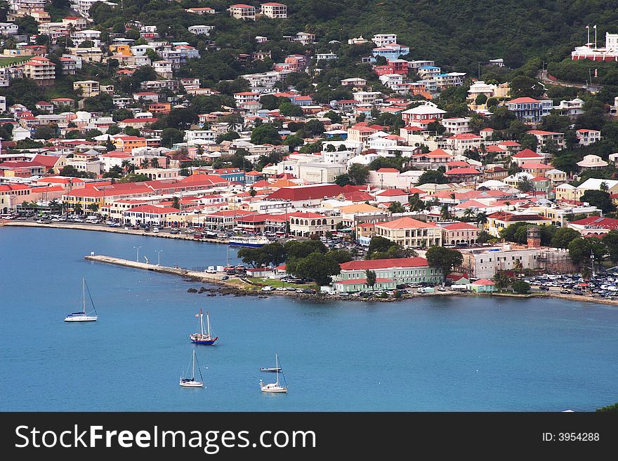 View of the harbor on the Island of St.Thomas. US Virgin Islands. View of the harbor on the Island of St.Thomas. US Virgin Islands