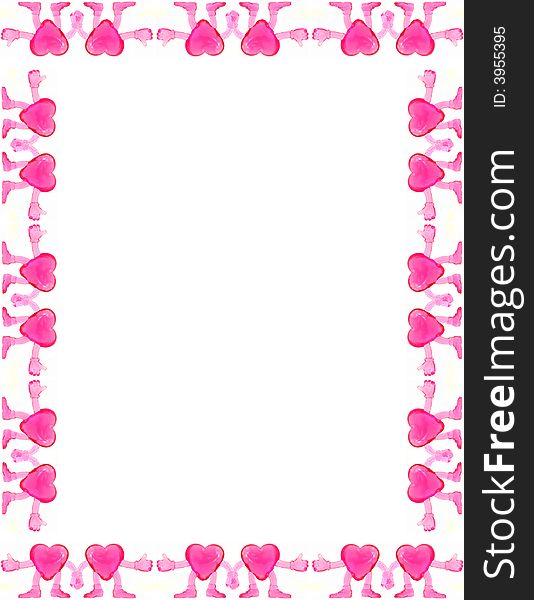 Blank page framed with pink heart figurines. Blank page framed with pink heart figurines.
