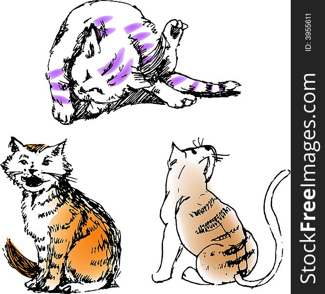 A vector illustration sketching for a variety view for cats, pet.
