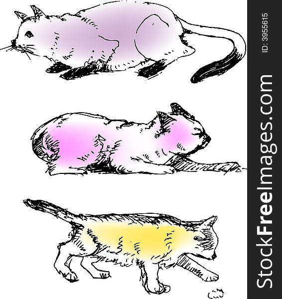 A vector illustration sketching for a variety view for cats, pet.