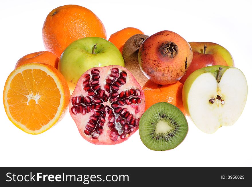 Fresh colorful fruits isolated on white. Fresh colorful fruits isolated on white
