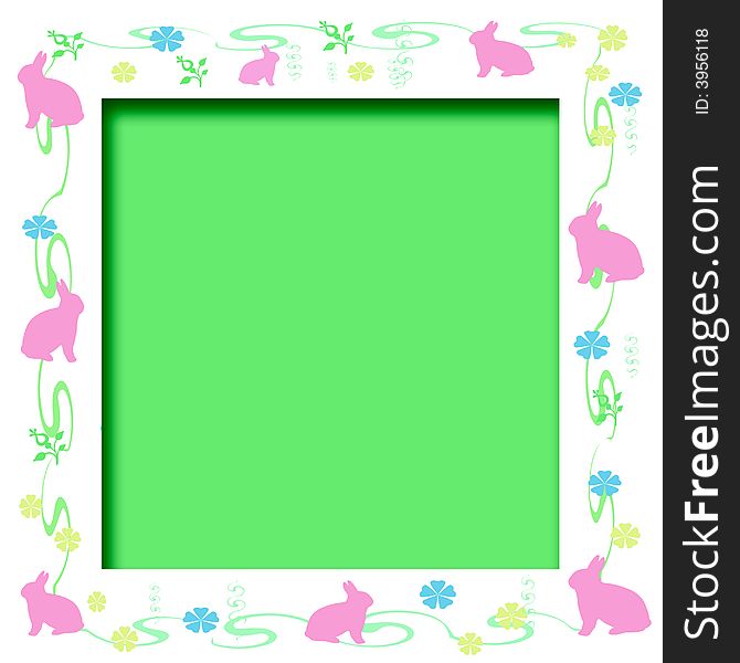 Easter pink bunny frame with cutout center. Easter pink bunny frame with cutout center