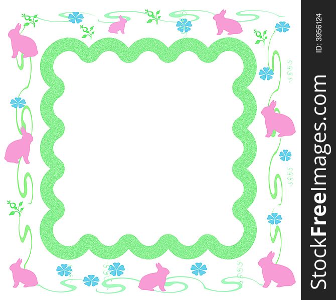 Easter pink bunny frame with cutout center. Easter pink bunny frame with cutout center