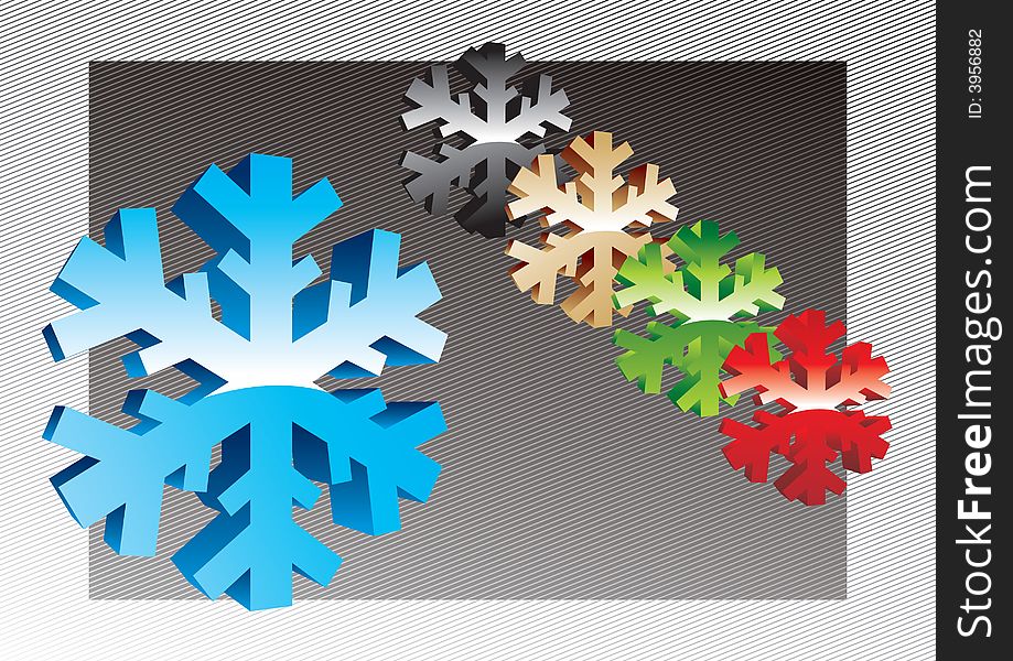 Vector 3D Snowflakes for Christmas and New Year. Vector 3D Snowflakes for Christmas and New Year