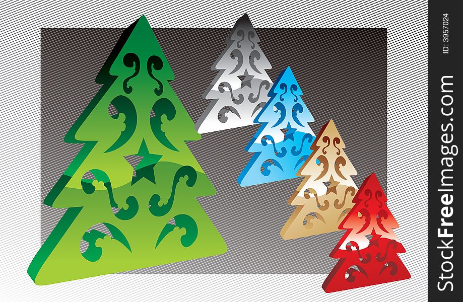 Vector 3d christmas tree for Christmas and New Year