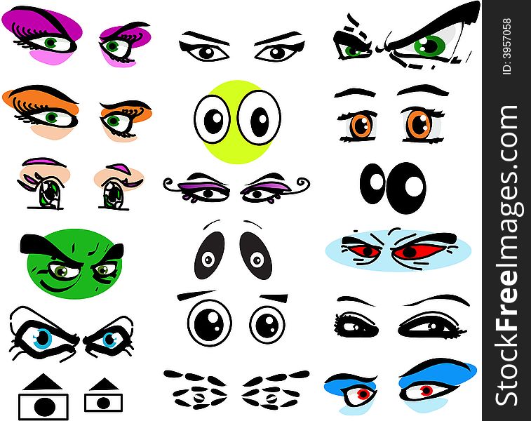 Lots of eyes on white background