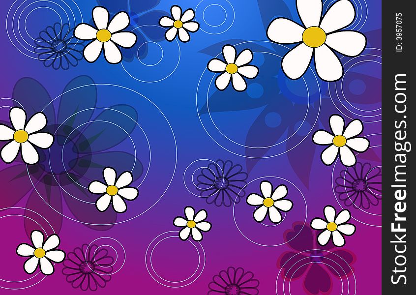 Colorful spring flowers nature illustration