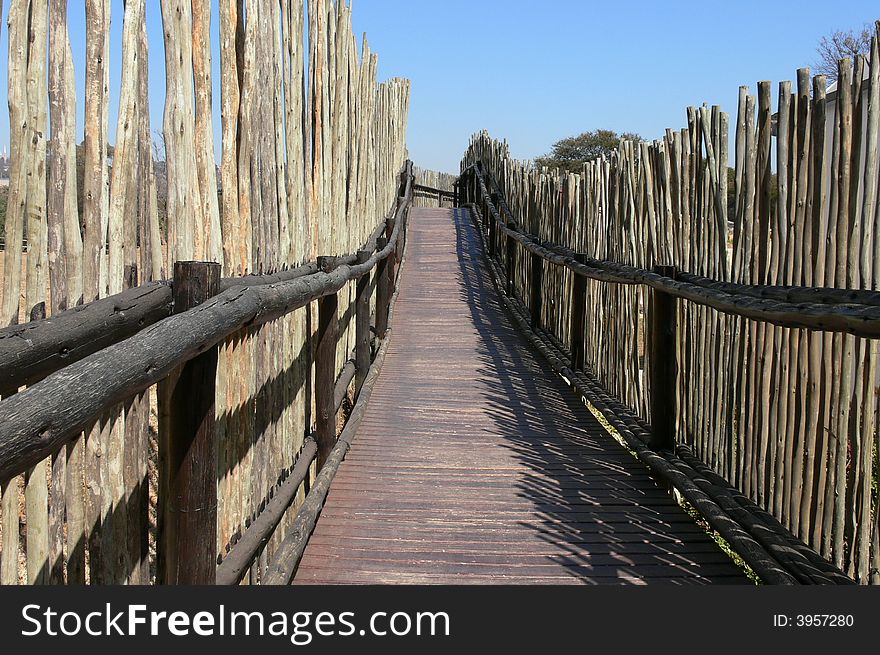 Bridge walkway made of wood