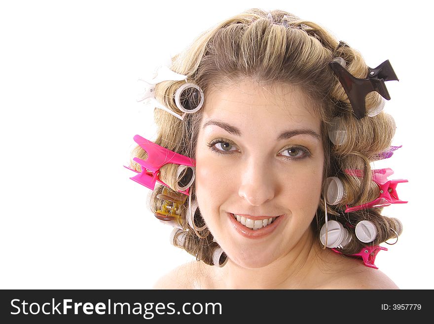 Gorgeous girl in rollers