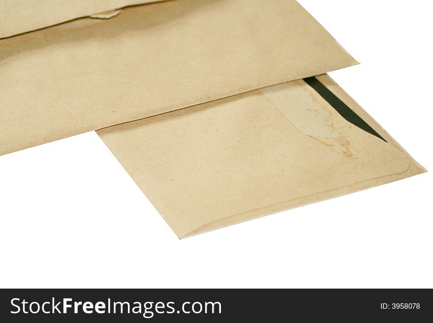 Brown envelopes open isolated over a white background