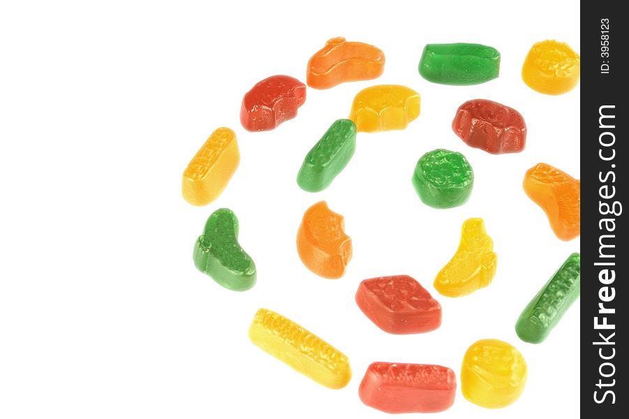 Coloured candy sweets isolated over a white background