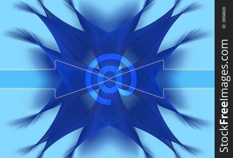 This design / image has a blue fractal background. The big blue arrows are pointingat the @. This design / image has a blue fractal background. The big blue arrows are pointingat the @.
