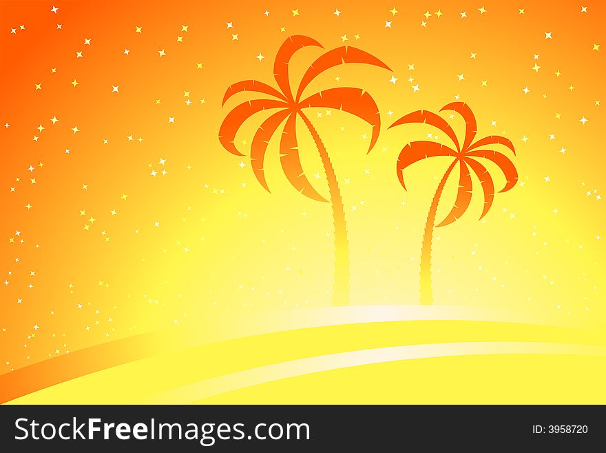 Vector illustration of palm trees