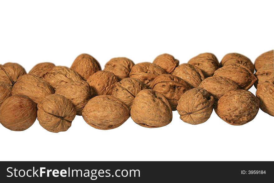 Some Walnuts isolated on a white background