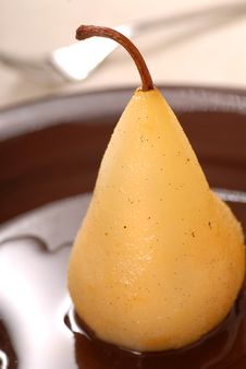 Bartlett Pear Poached In White Wine Royalty Free Stock Photography