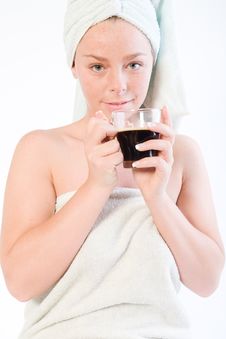 Wellness Girl Series Coffee Cup Looking Royalty Free Stock Image Wellness Girl Series Coffee Cup Looking Royalty Free Stock Image