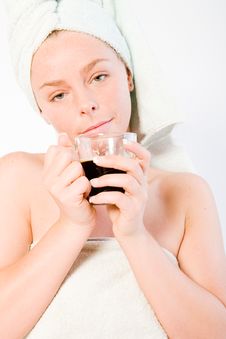 Wellness Girl Series Coffee Cup Waking Up Stock Image Wellness Girl Series Coffee Cup Waking Up Stock Image
