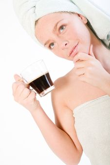Wellness Girl Series Coffee Cup Thinking Stock Images Wellness Girl Series Coffee Cup Thinking Stock Images