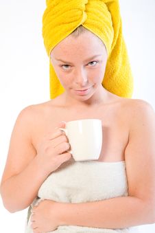Portrait Girl And Coffee Tank Stock Photo Portrait Girl And Coffee Tank Stock Photo